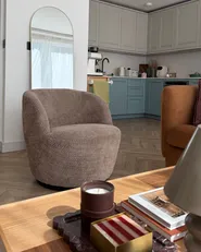 Swivel Armchair KUOLPA Chenille Taupe_1160985