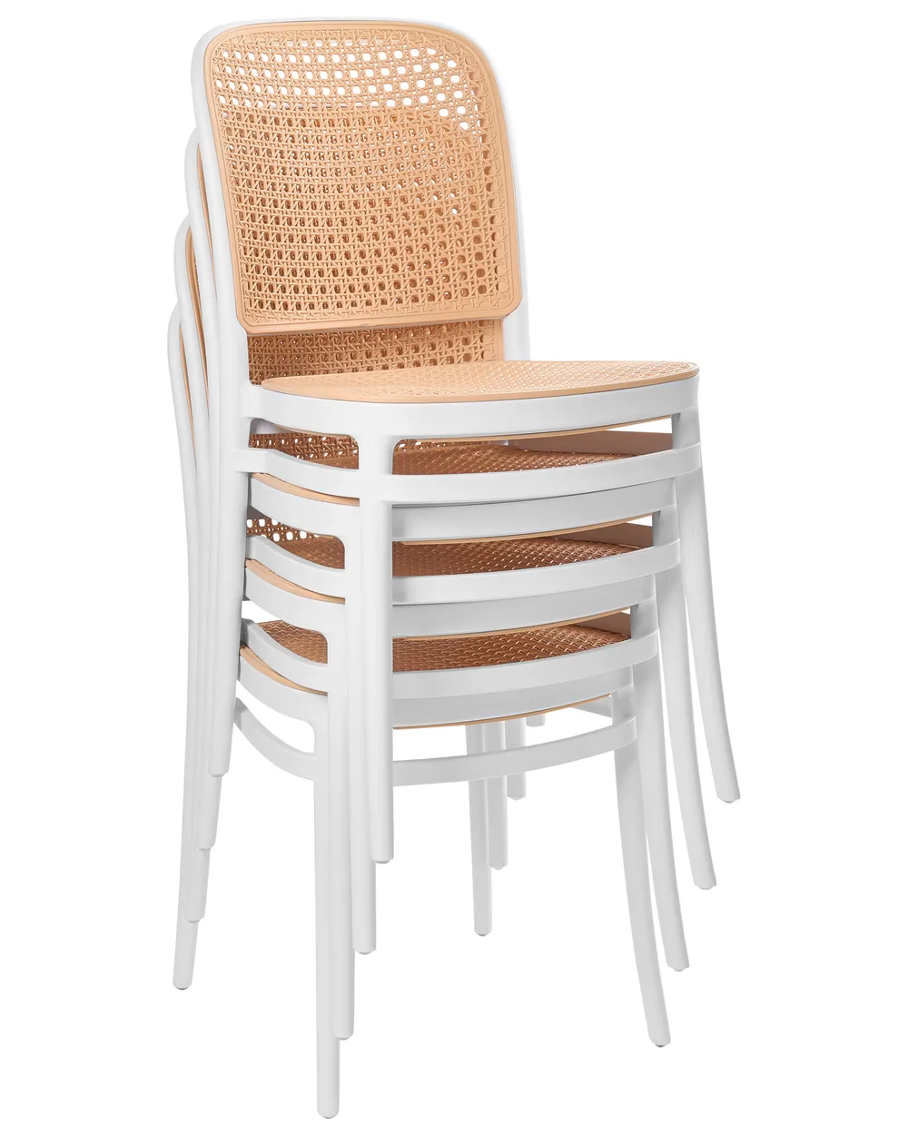 Gartenstuhl 4er Set PLOSE Weiß / Beige_997442
