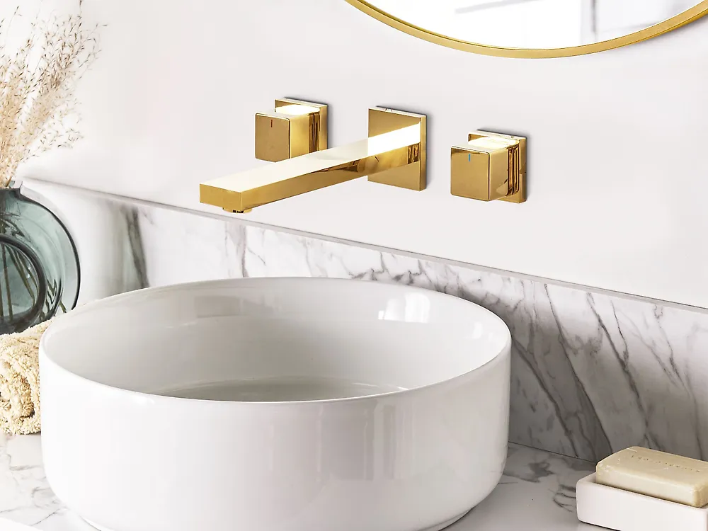 Wall Mounted Basin Mixer Tap PAILON Brass Gold_1179054