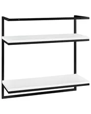 Towel Rack BETANIA with Shelves Metal Black_1051057