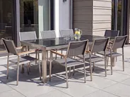 Gartenmöbel Set 8-Sitzer GROSSETO Dreifachplatte Granit poliert Schwarz / Grau_379791