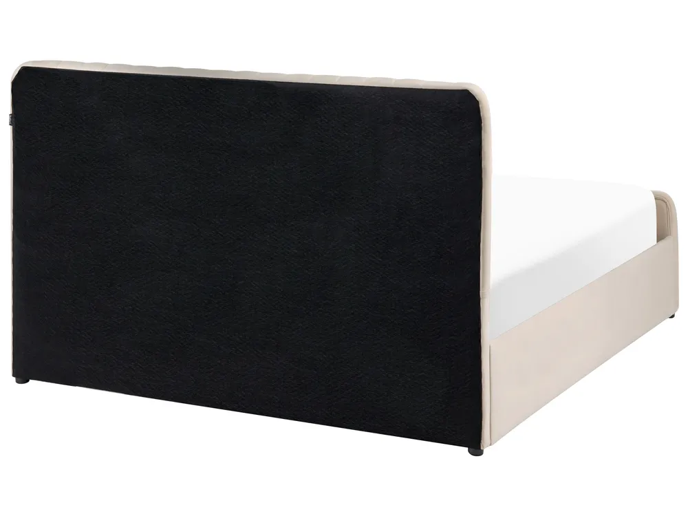 Bett mit Stauraum LUNAN Samtstoff Beige 140 x 200 cm_1051377