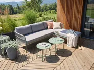 Garten Ecksofa 3-Sitzer ONZO mit Tischen Metall Grün linksseitig_1084375
