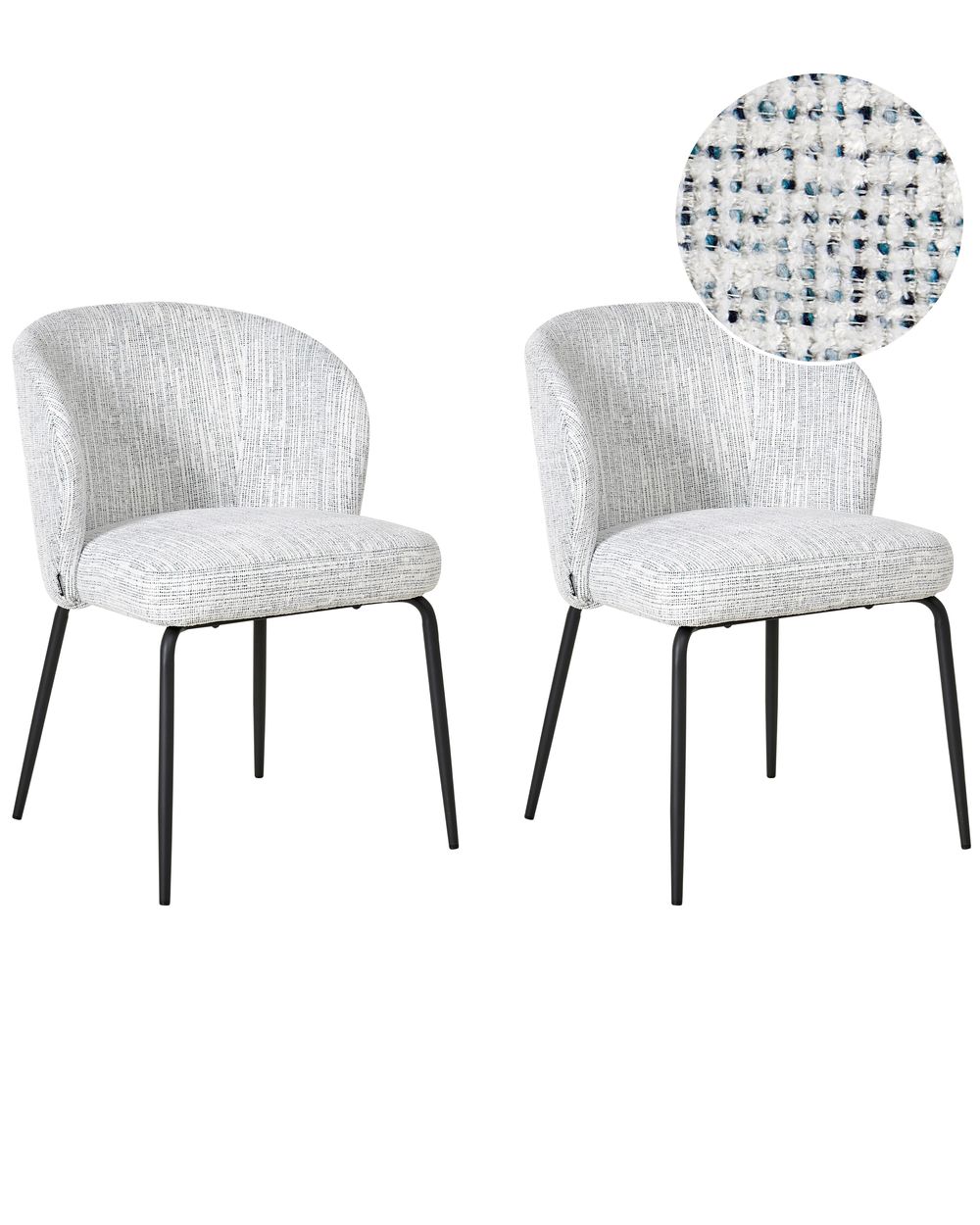 Set van 2 eetkamerstoelen ZANA Stof Wit/blauw