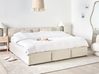 Bett mit Stauraum BOUSSE Samtstoff Hellbeige 180 x 200 cm