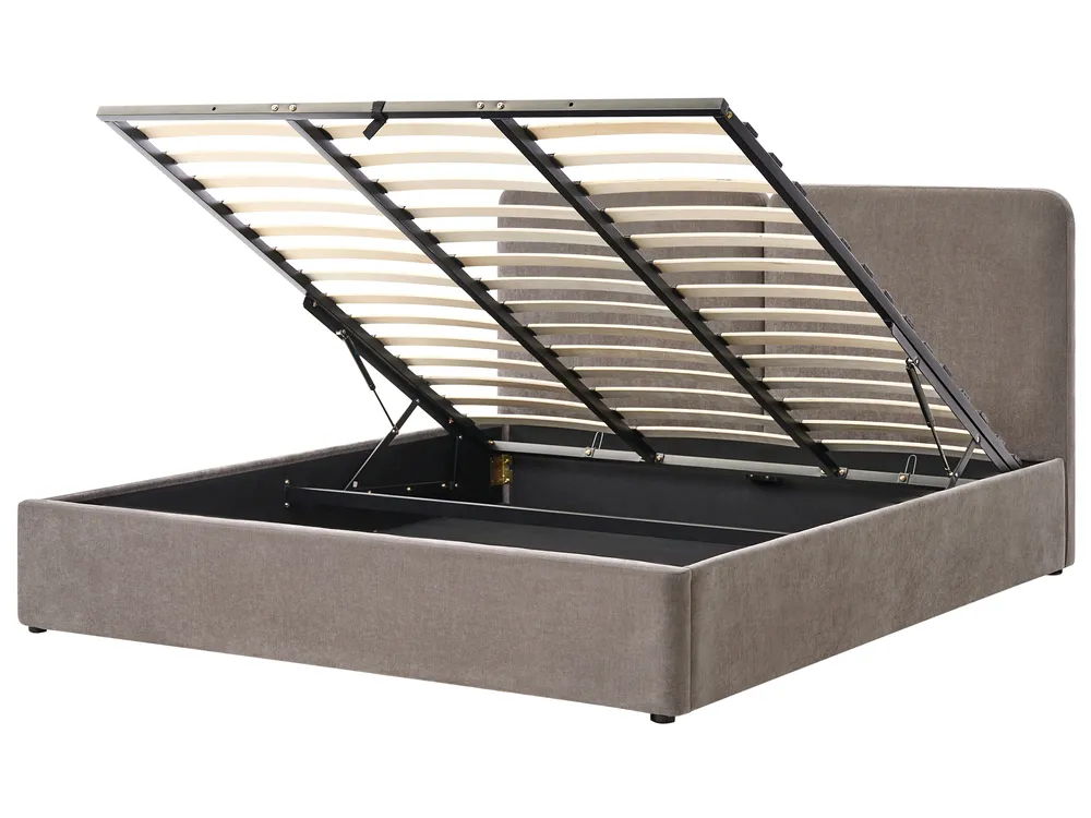 Bett mit Stauraum ARBOIS Chenillegewebe Taupe 180 x 200 cm