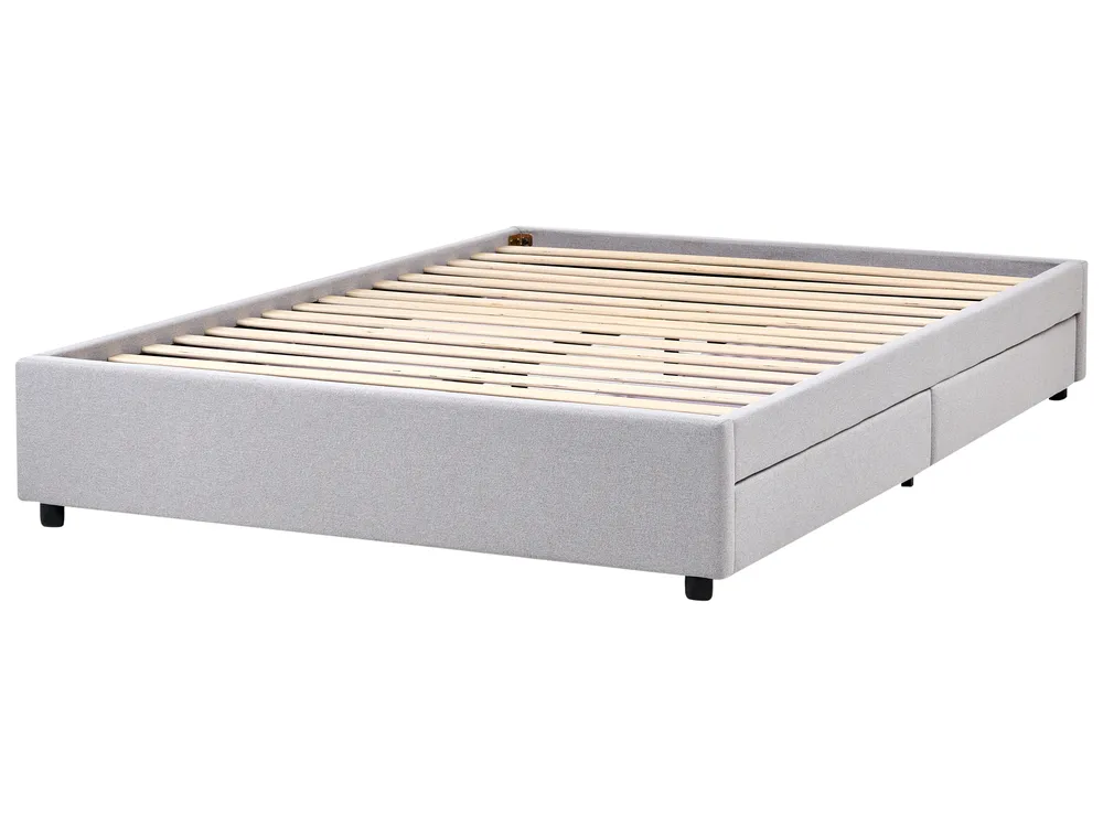 Bed with Storage Drawers without Headboard PRADES Fabric Light Grey 140 x 200 cm (EU Double)_996094