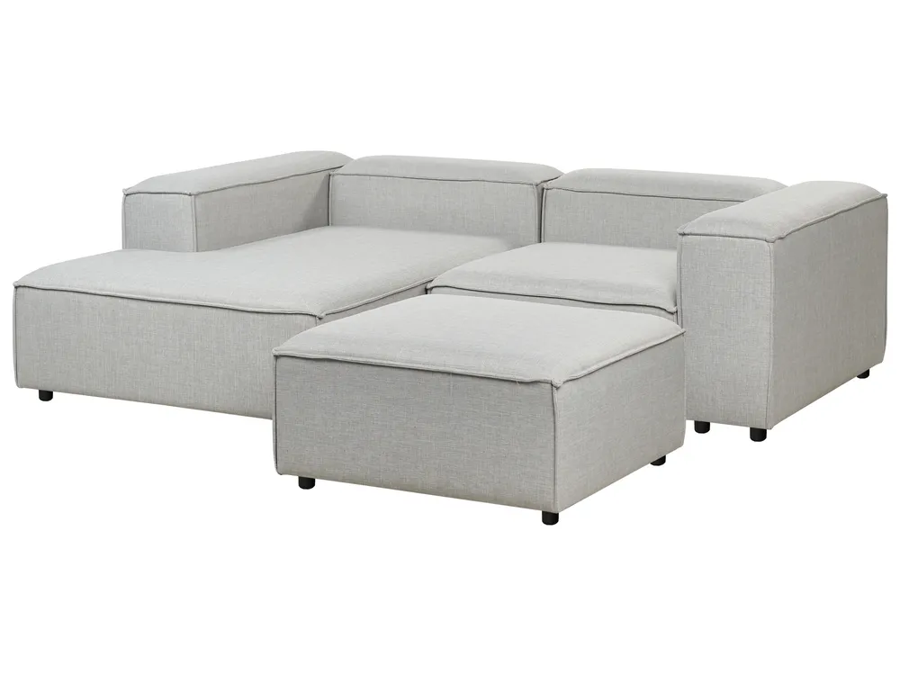 Modular Corner Sofa 2 Seater ARDAL with Ottoman Fabric Light Grey Right Hand_949565