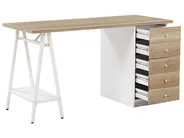 Schreibtisch HEBER 140 cm 60 cm mit Schubladen Braun / Weiß_772881