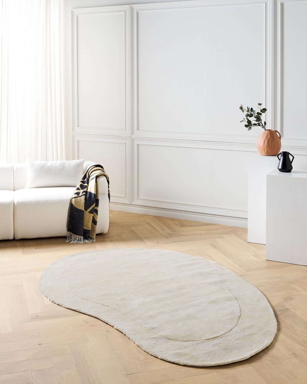 Vloerkleed MASSO Lichtbeige 160 x 230 cm Viscose