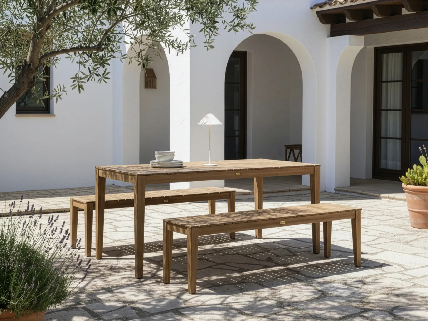 Gartenmöbel Set mit Bänken 6-Sitzer CHIOGGIA zertifiziertes Akazienholz Hellbraun_1038437