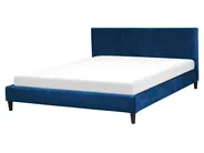Bett mit Lattenrost Samtstoff FITOU 160 x 200 cm Dunkelblau_709939