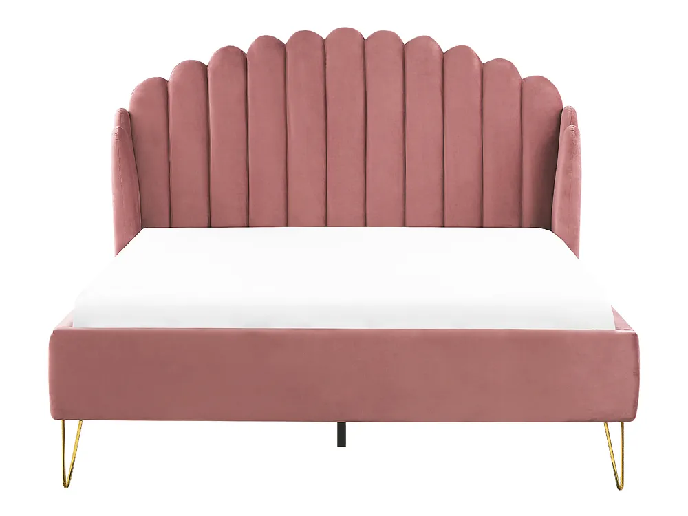 Bed Velvet AMBILLOU 140 x 200 cm (EU Double) Pink_857076