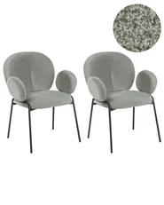 Set of 2 Dining Chairs ELY Boucle Light Green_930190