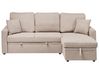 Eckschlafsofa 3-Sitzer NASSJO mit Stauraum Kunstleinen Hellbraun linksseitig