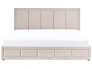 Bett mit Stauraum QUIBERON Chenillegewebe Taupe 180 x 200 cm_1023257