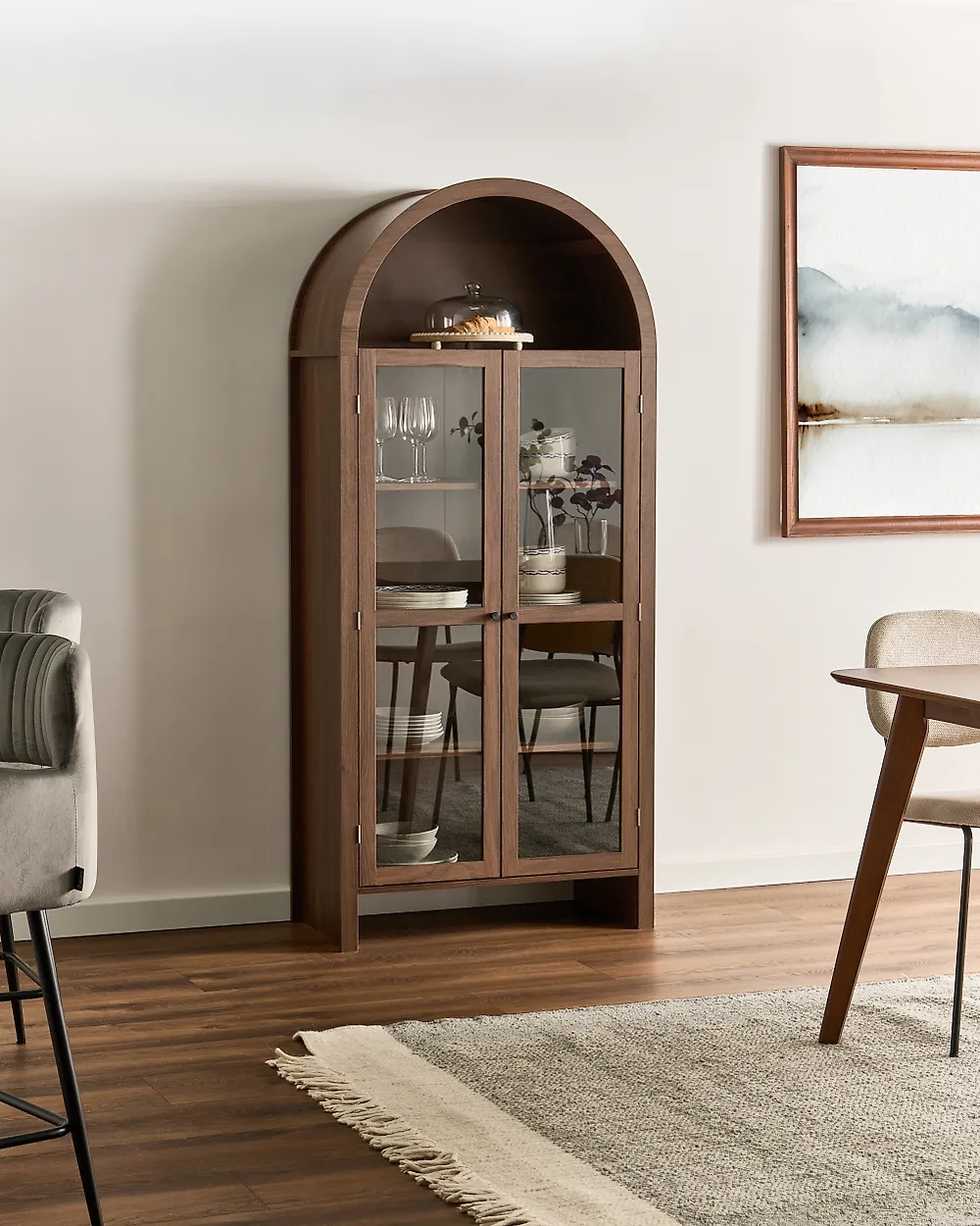 Vitrine mit Glastüren GLENWOOD 79 cm Dunkelbraun