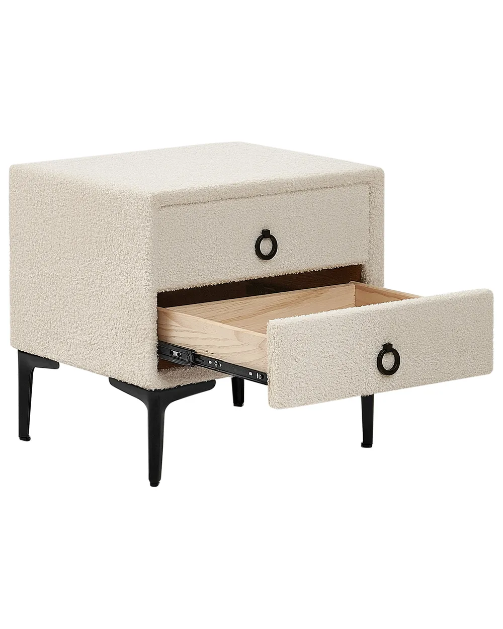2 Drawer Bedside Table SEZANNE Boucle Off-White_939346