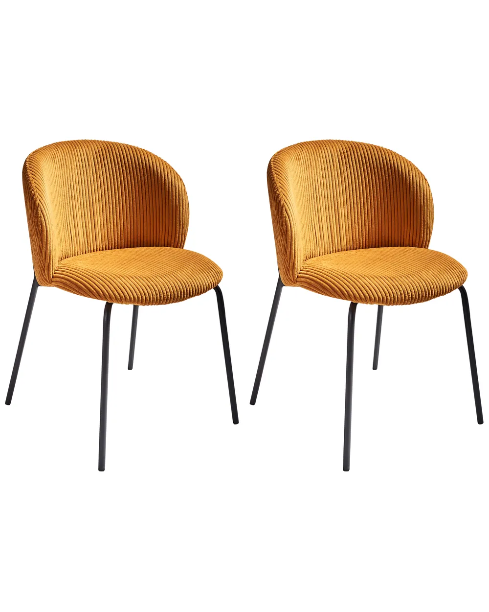 Set of 2 Dining Chairs MILES Corduroy Orange_962607