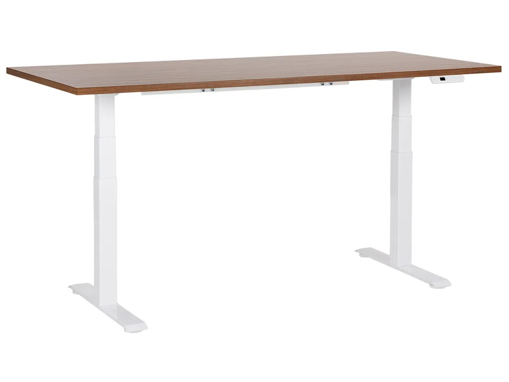 Schreibtisch elektrisch höhenverstellbar DESTINES 180 cm 80 cm Braun / Weiß