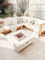 Garten Ecksofa 5-Sitzer MARETTIMO zertifiziertes Akazienholz Cremeweiß linksseitig_829525