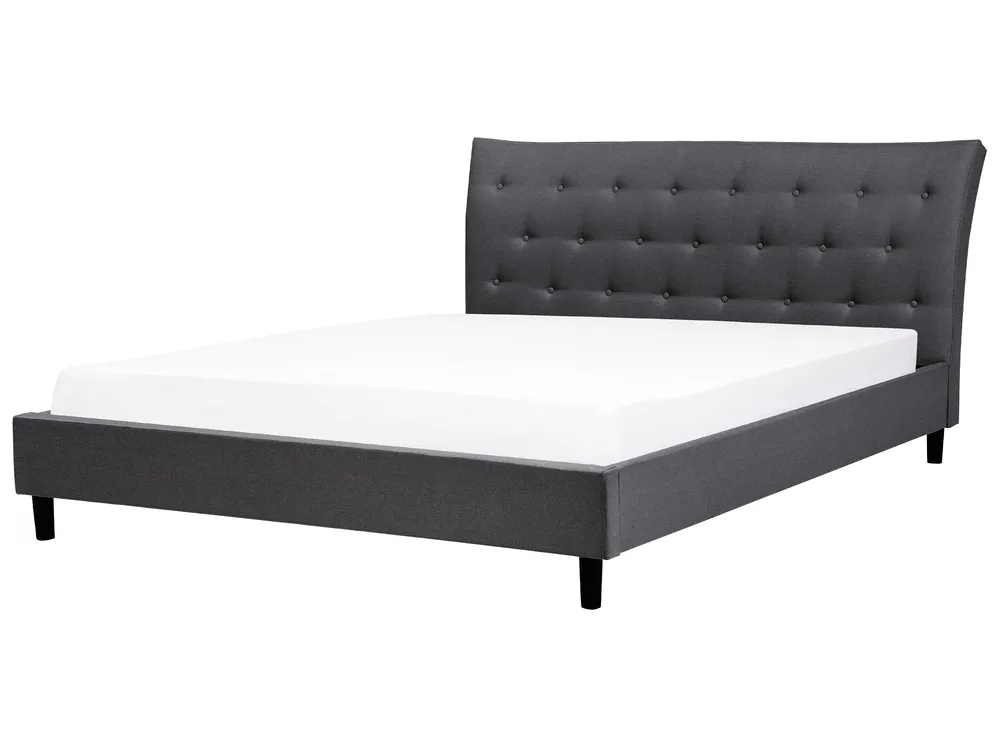 Bett mit Lattenrost Stoff SAVERNE 180 x 200 cm Dunkelgrau