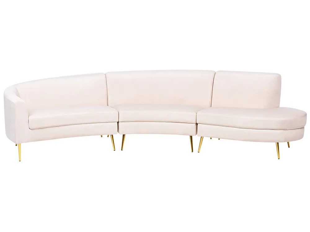Curved Sofa 4 Seater MOSS Velvet Light Beige