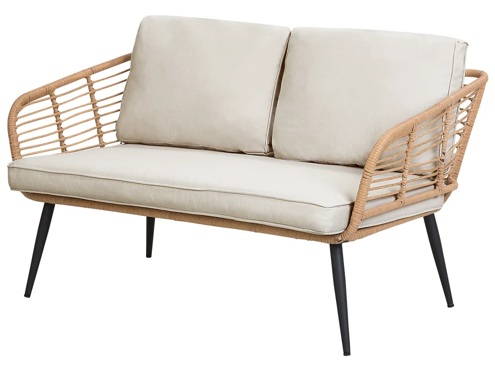 Lounge Set mit Tisch 4-Sitzer CORINTH II Polyrattan Naturfarben_812344