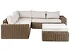 Garten Ecksofa mit Ottomane 6-Sitzer PALERMO modular Polyrattan Braun