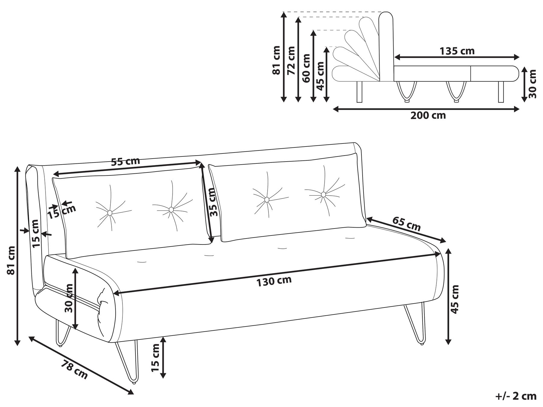 Schlafsofa 2-Sitzer VESTFOLD Stoff Hellgrau_930443