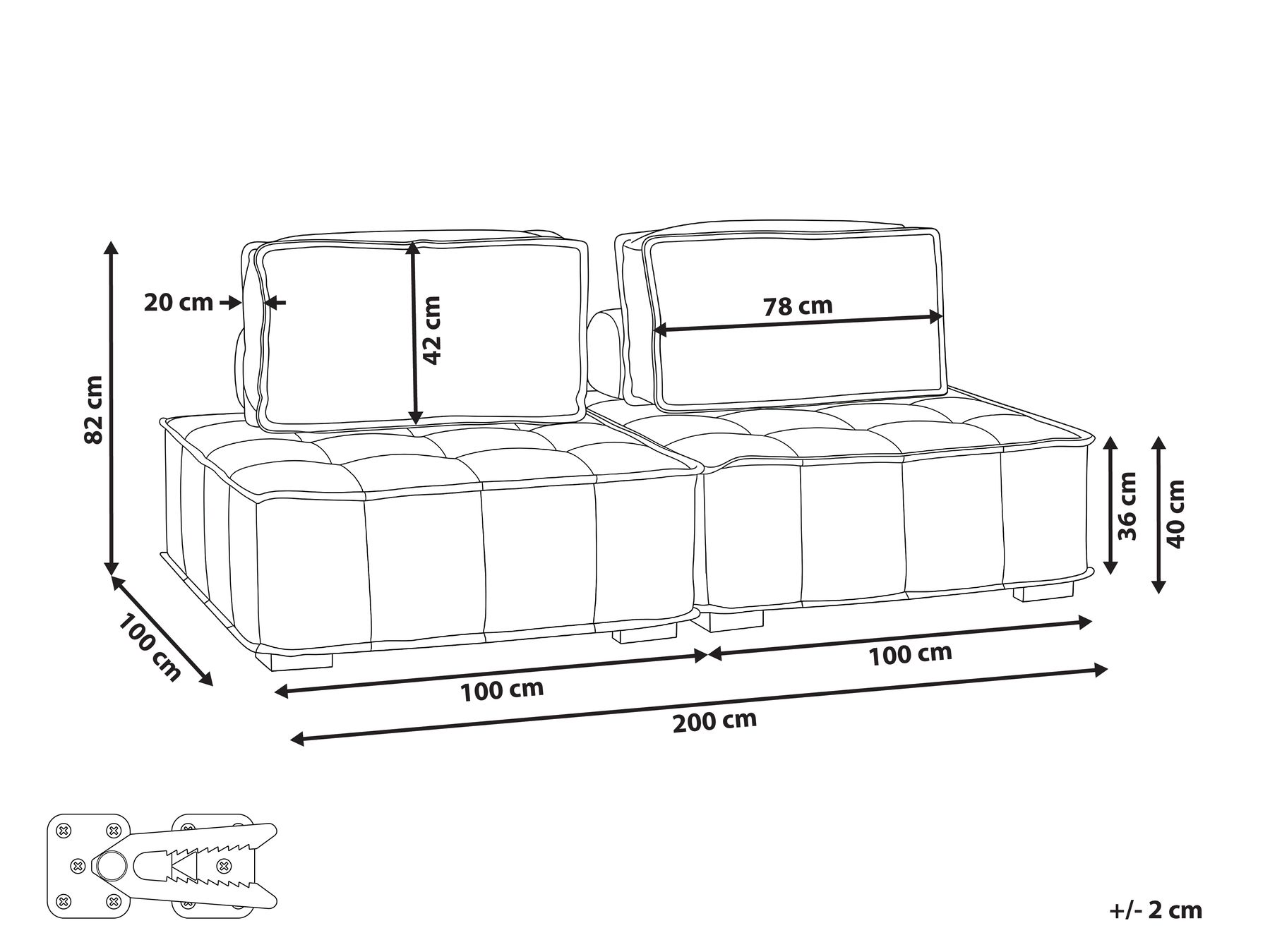 Modulsofa 2-Sitzer TIBRO Stoff Hellgrün_1057746