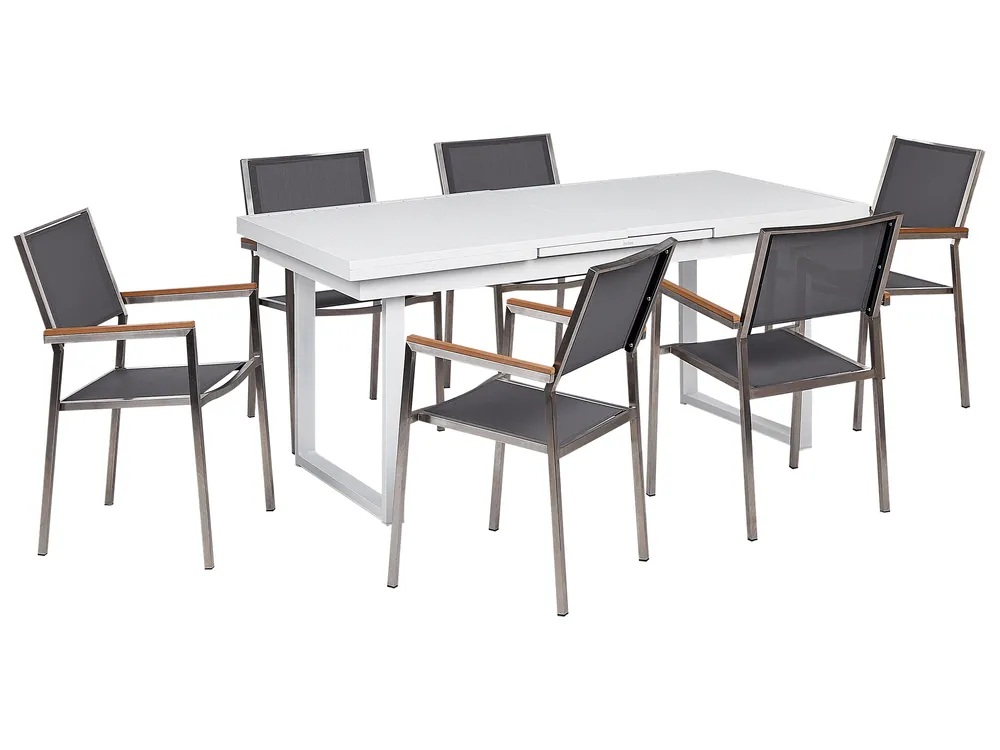 Garden Dining Set 6 Seater VALCANETTO/GROSSETO Metal Grey/ White