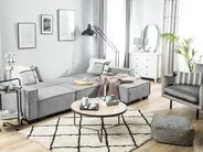 Corner Sofa Bed 3 Seater ROMEDAL Fabric Light Grey Left Hand_748904