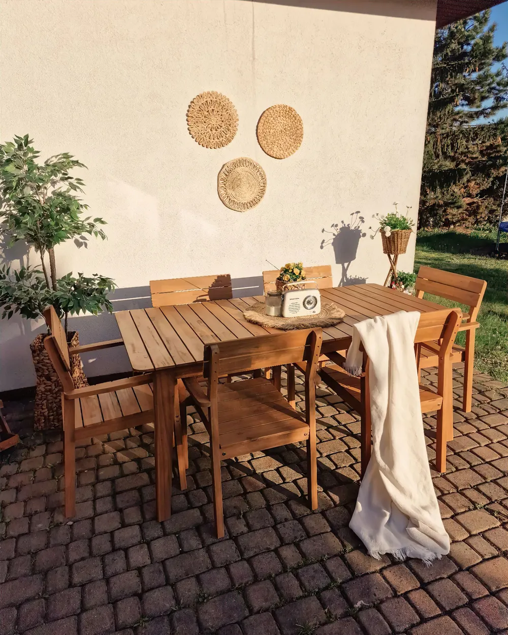 Gartenmöbel Set 6-Sitzer FORNELLI Akazienholz Braun_883362