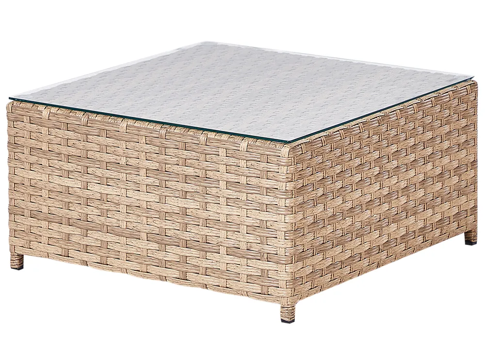 Garten Ecksofa mit Tisch 4-Sitzer AVOLA Polyrattan Cremeweiß linksseitig_929692
