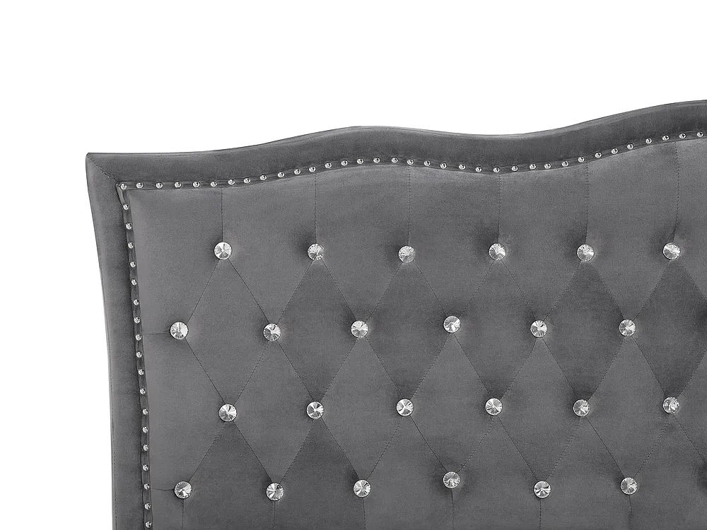 Lit ottoman METZ Velours Gris foncé 140 x 200 cm_736198