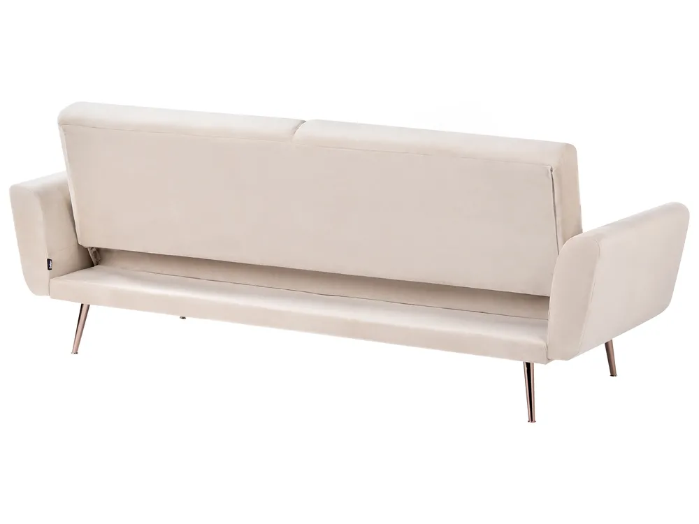 Schlafsofa 3-Sitzer EINA Samtstoff Hellbeige_1057723