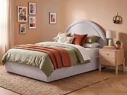 Ottoman Bed MOUZON Chenille Taupe 140 x 200 cm (EU Double)_1184129