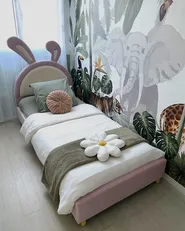 Kids Bed Rabbit Velvet LALLIAS 90 x 200 cm (EU Single) Pink_1039534