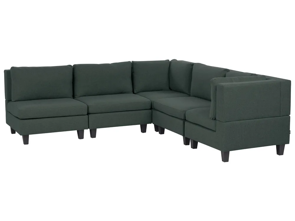 Modul Ecksofa 5-Sitzer UNSTAD Stoff Dunkelgrün linksseitig