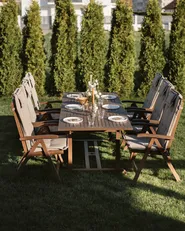 Gartenmöbel Set 6-Sitzer AMANTEA inkl. Kissen Akazienholz Taupe_1074532