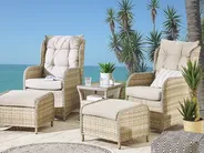 Lounge Set mit Tisch und Ottomane 2-Sitzer PONZA Polyrattan Beige_776605
