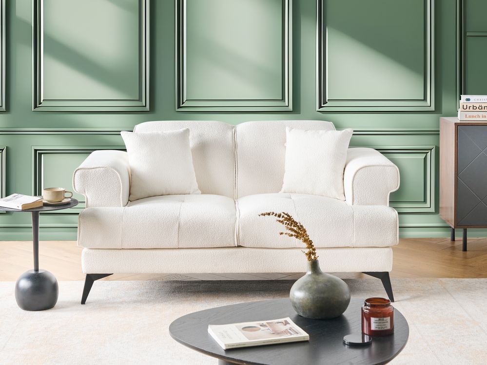 Sofa dvosjed SKIVE Buklé Bijeli
