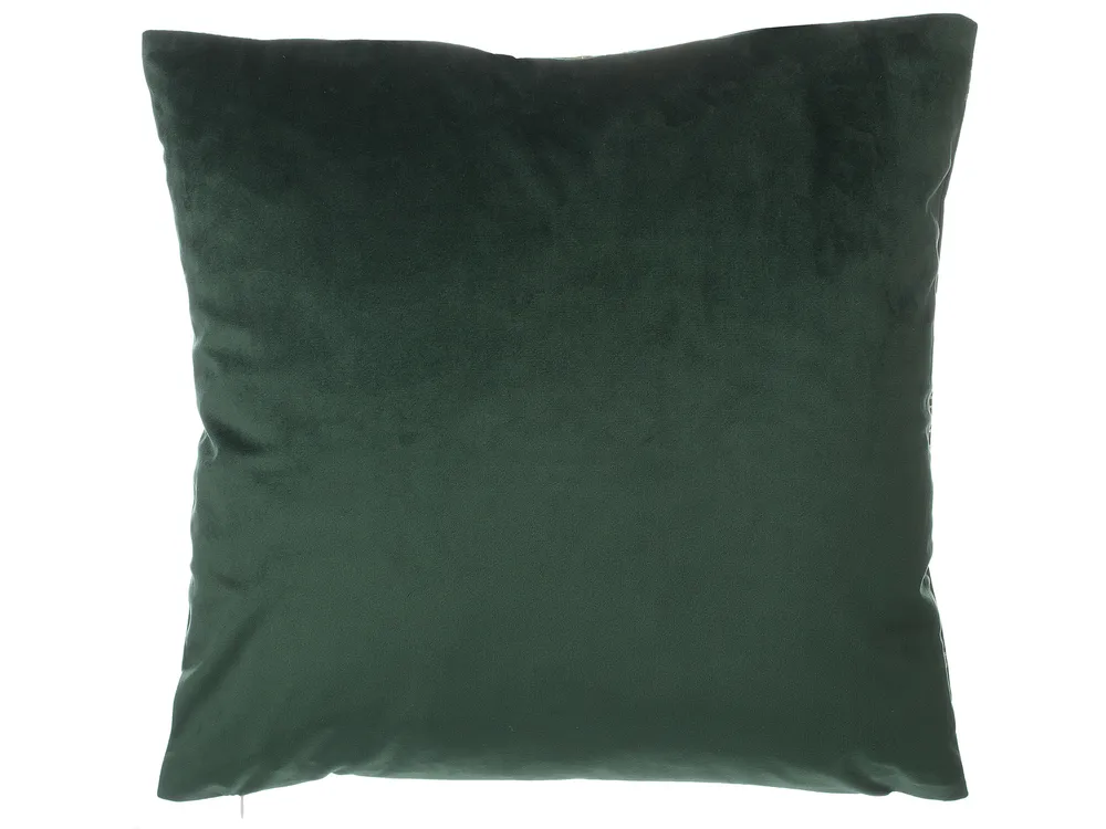 Dekokissen 2er Set FREESIA 45 x 45 cm Samtstoff Dunkelgrün Pflanzenmuster_769940
