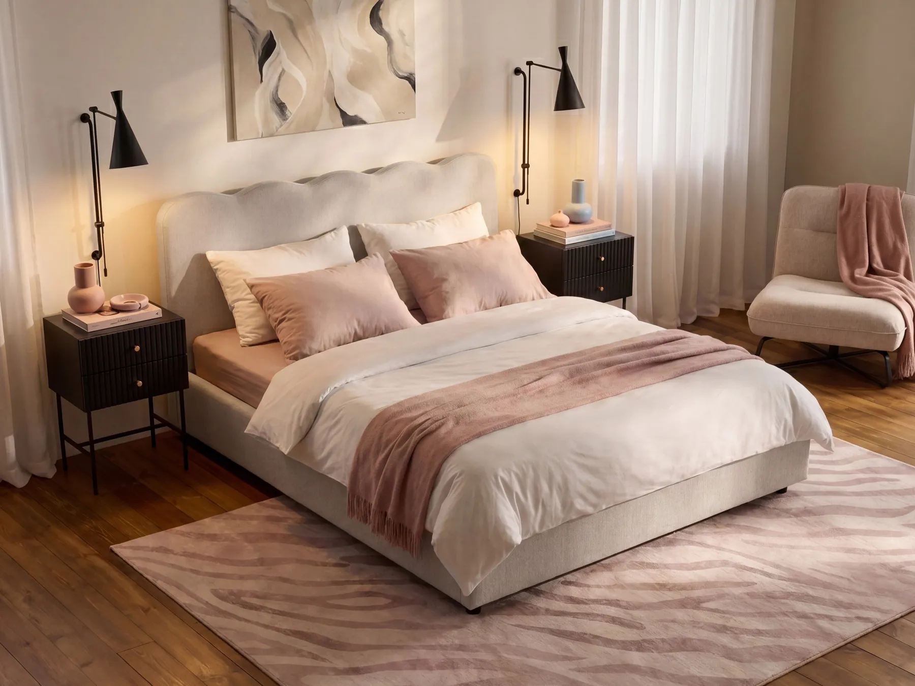 Bett mit Stauraum NANTERRE Stoff Hellbeige 160 x 200 cm_1084492