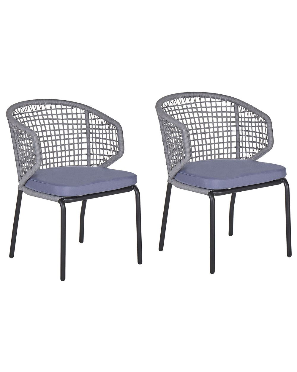 Set od 2 vrtne stolice s jastucima za sjedenje PALMI Metal Sivi