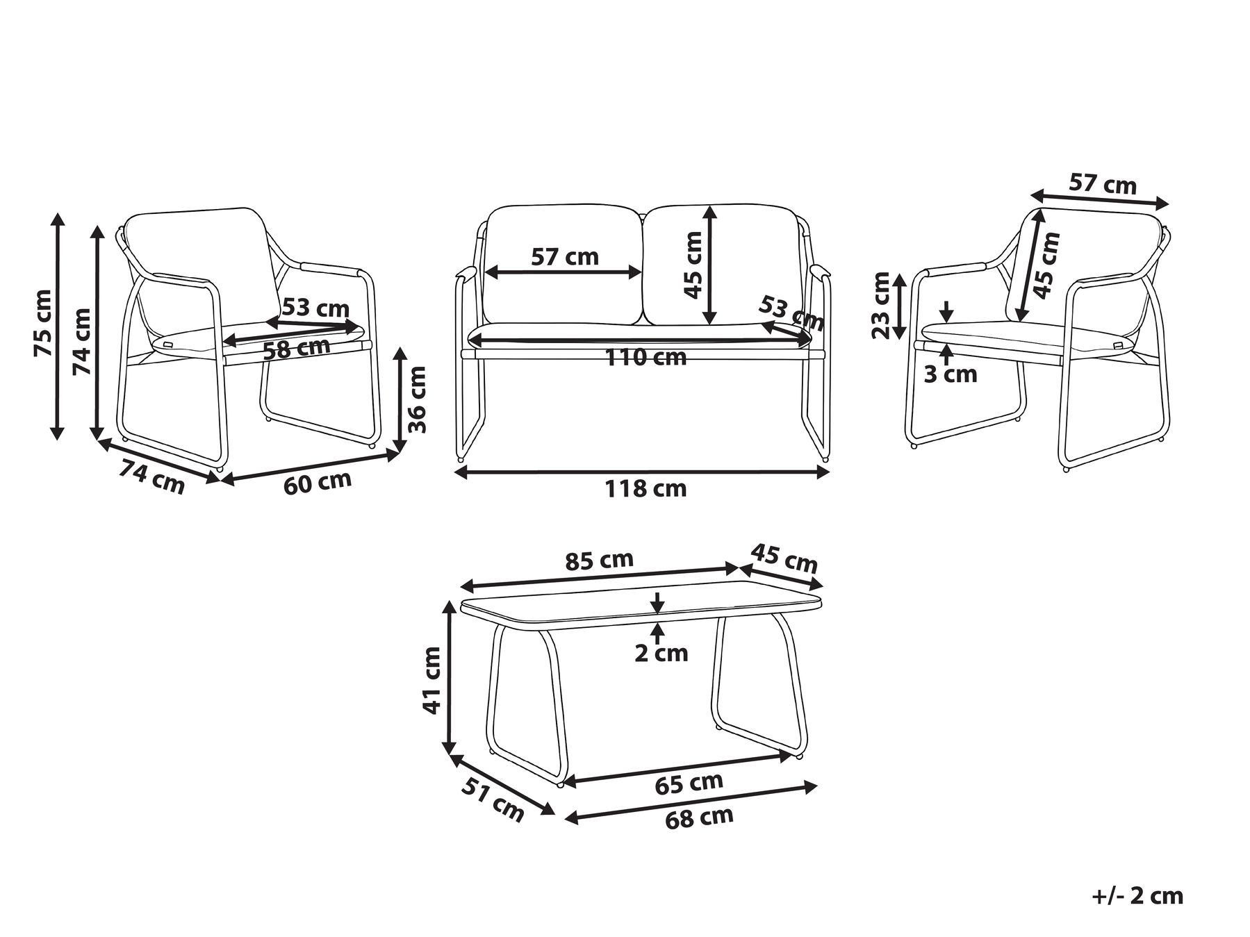 Lounge Set mit Tisch 4-Sitzer CALASCIO Metall Hellbeige_1071435
