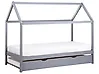 Kinderbett mit Ausziehbett Kiefernholz CRILLON 90 x 200 cm Grau