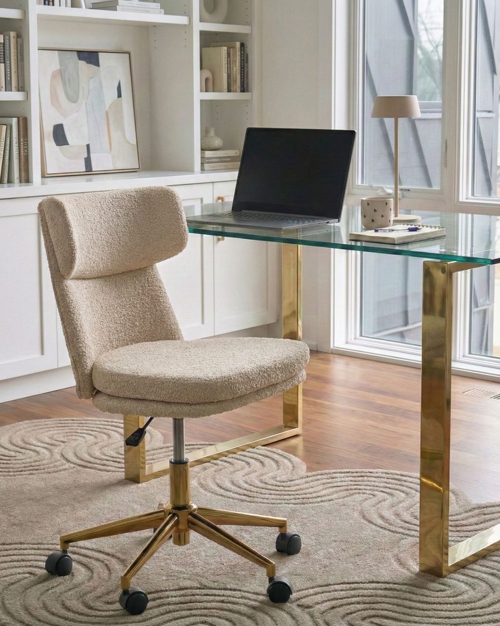 Chaise de bureau GRANBY Bouclé Beige clair