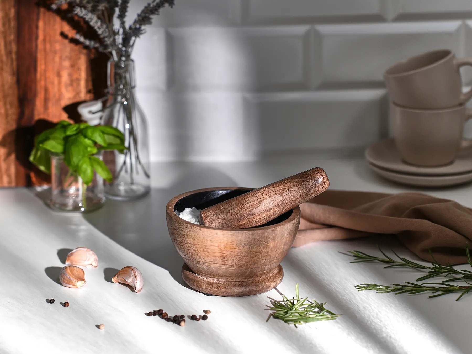 Mörser und Stößel QENA Mango Holz Braun / Schwarz_1004016